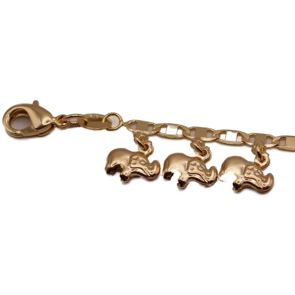 Gold Elephant Charm Bracelet - Size 7.5" - Picture 4 of 4
